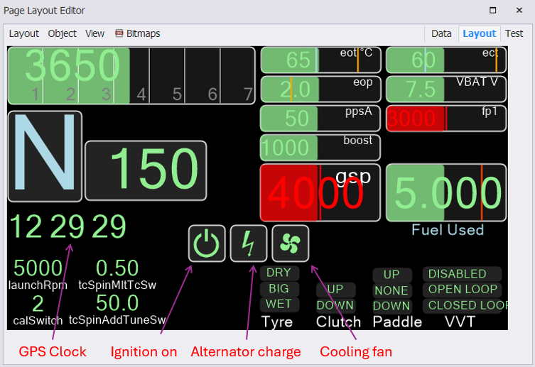 Pits/Paddock screen layout